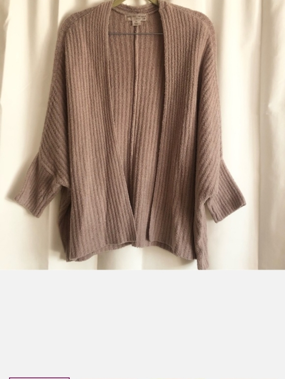 Barefoot Dreams Cozy Chic Lite ribbed Sweater shrug 1X blush mauve soft